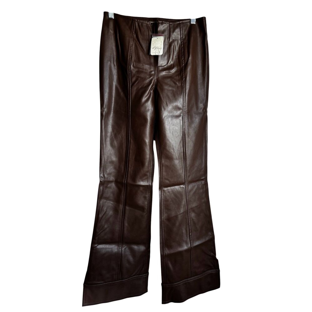 We The Free People Brown Coated Rubberized Straight Leg Pants Size 2XS NWT - Picture 4 of 6